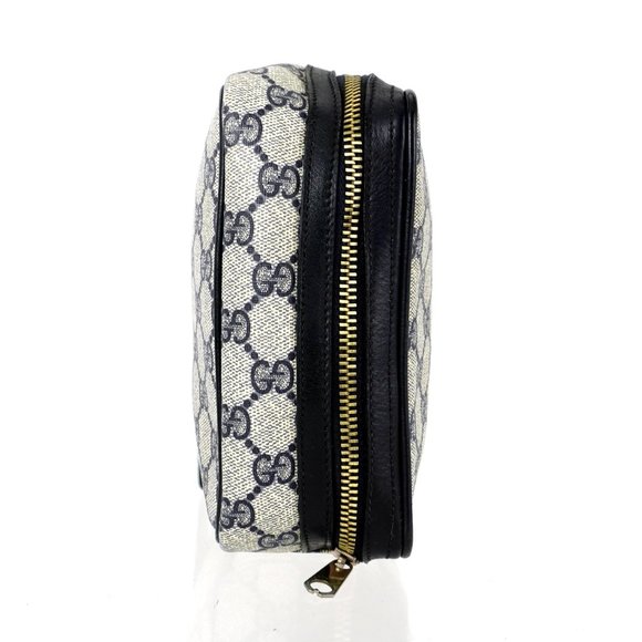 Vintage GUCCI Supreme Web GG Monogram Canvas and Leather Toiletry Travel Zip Bag - Picture 3 of 12